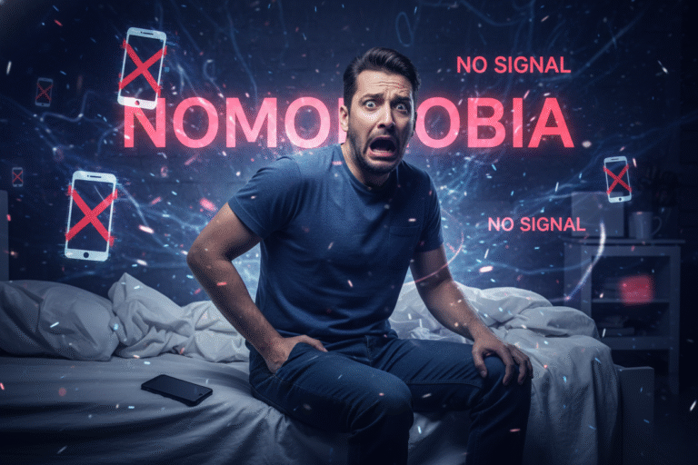 Personne anxieuse nomophobie peur sans telephone addiction smartphone