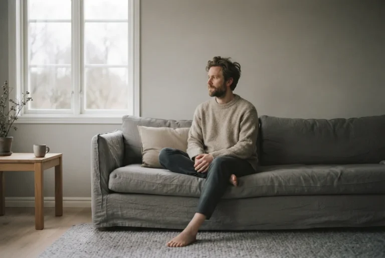 Personne seule illustrant l'anhédonie et la perte de plaisir liée à la dopamine