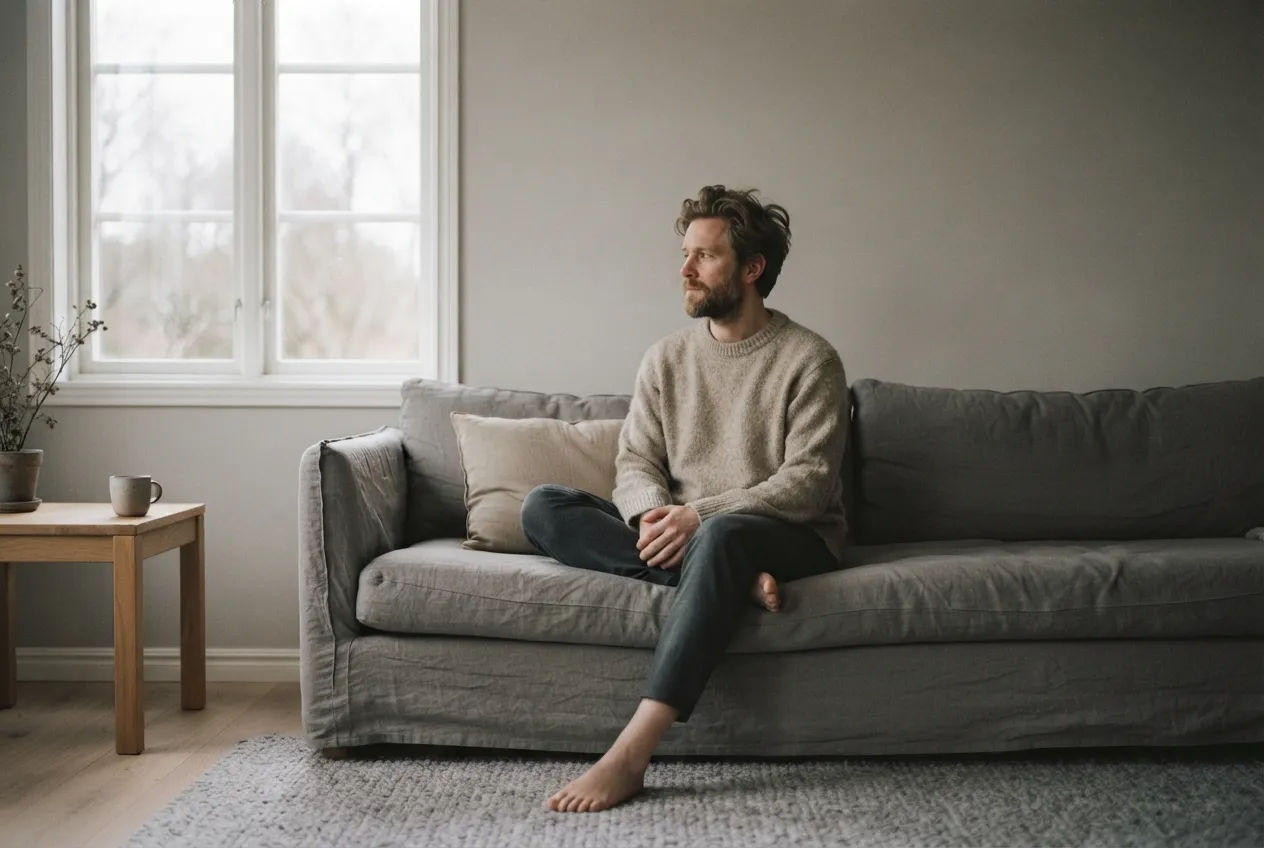Personne seule illustrant l'anhédonie et la perte de plaisir liée à la dopamine