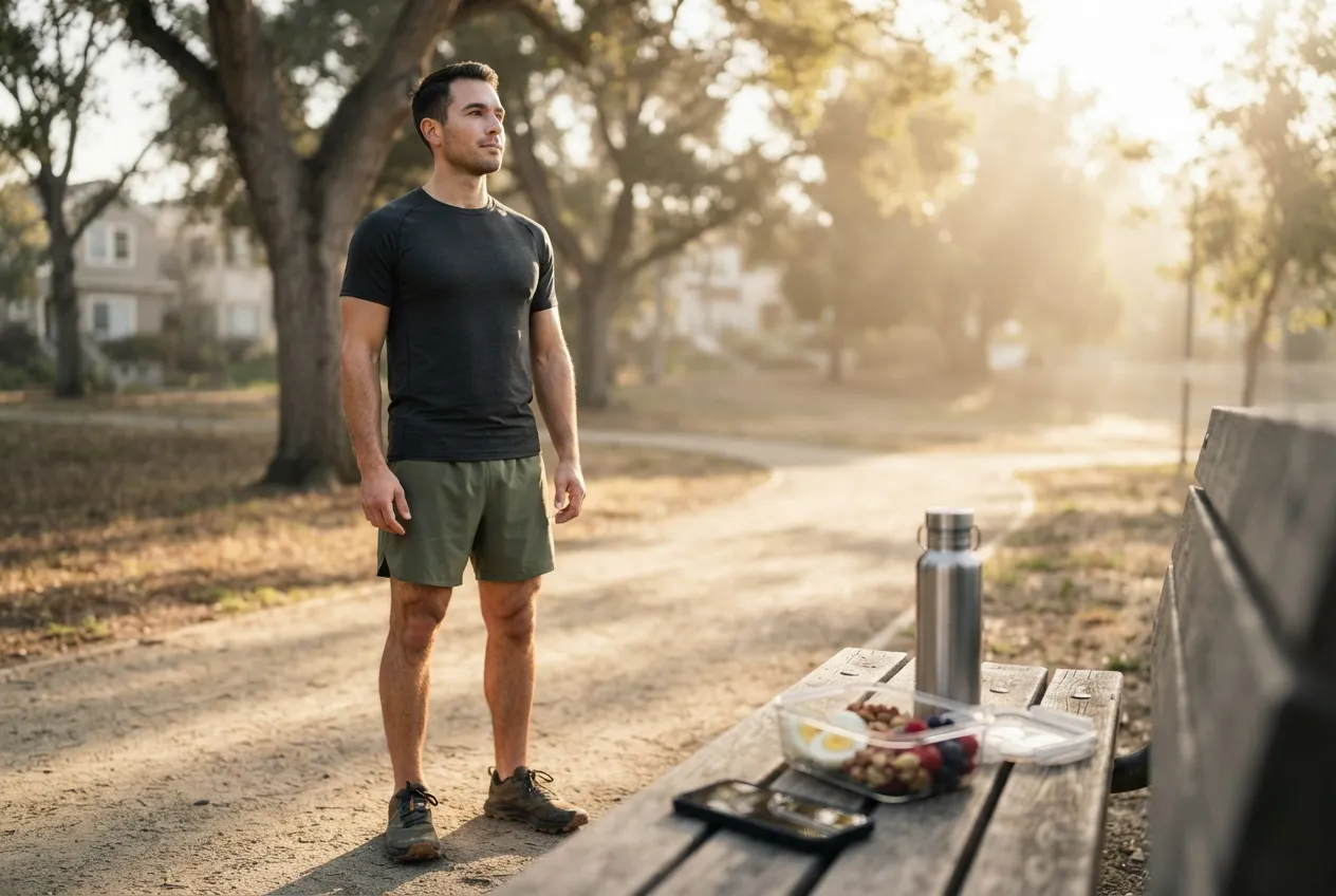 Personne faisant du sport au soleil le matin pour augmenter naturellement sa dopamine.