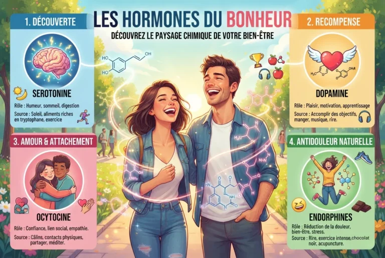 Les hormones du bonheur : dopamine, sérotonine, ocytocine et endorphines